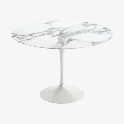 Heal's Knoll Saarinen Dining Table with White Base in Arabescato 107cm