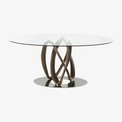 Heal's Porada Infinity Elliptical Table Glass, Canaletta Walnut & Chrome - Heal's UK Furniture