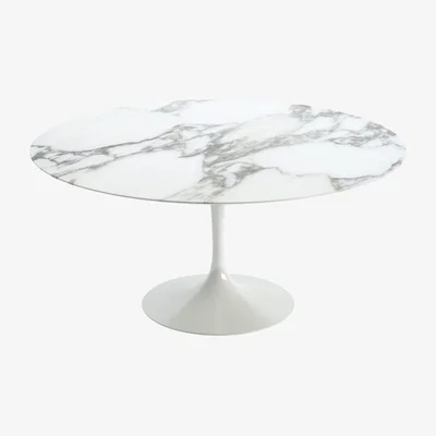 Heal's Knoll Saarinen Dining Table with White Base in Arabescato 152cm