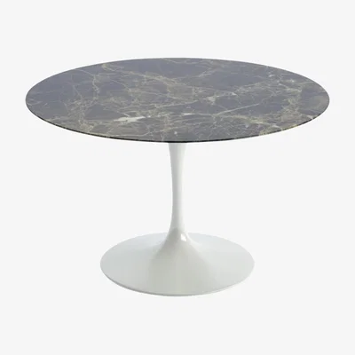 Heal's Knoll Saarinen Dining Table with White Base in Brown Emperador 120cm