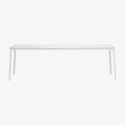 Heal's Vitra Plate Dining Table Carrara Marble Top White Base - Heal's UK Furniture