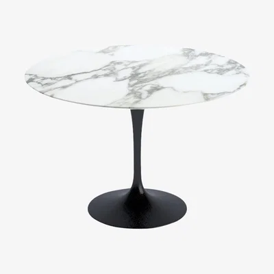 Heal's Knoll Saarinen Dining Table with Black Base in Arabescato 107cm