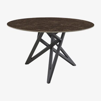 Heal's Ligne Roset Ennea Round Dining Table in Emperador Ceramic