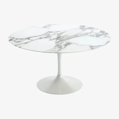 Heal's Knoll Saarinen Dining Table with White Base in Arabescato 137cm