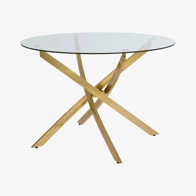 Homebase Athena Luxe Round Glass Dining Table