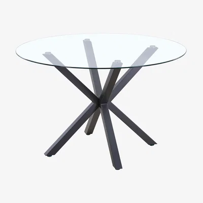 Homebase Ludlow Round Glass Dining Table - Charcoal