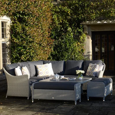 IO Living Bramblecrest Monterey Outdoor Sofa Set With Square Ceramic Dining Table - Dove Grey - NO TABLE INCLUDED