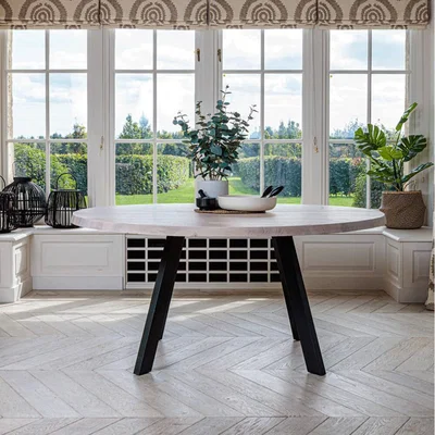 IO Living Valencia Solid Oak Round Dining Table – Natural Oak