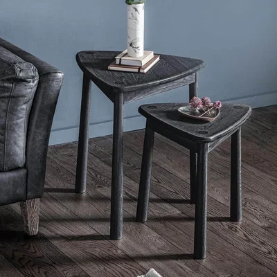 IO Living The Bergen Nest of 2 Side Tables in Black