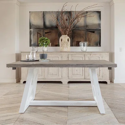 IO Living The White and Grey Extending Dining Table 1.6m