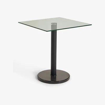 John Lewis ANYDAY John Lewis & Partners Enzo 2 Seater Glass Square Dining Table, Black Marble