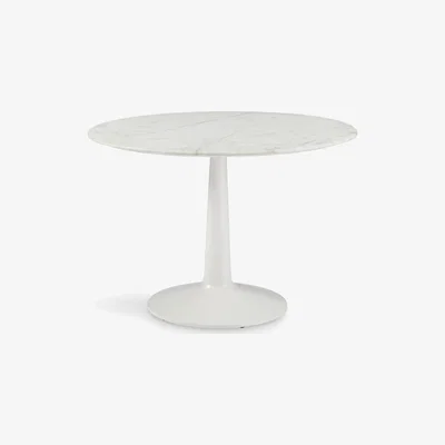 John Lewis west elm Liv 4 Seater Round Marble Dining Table, White