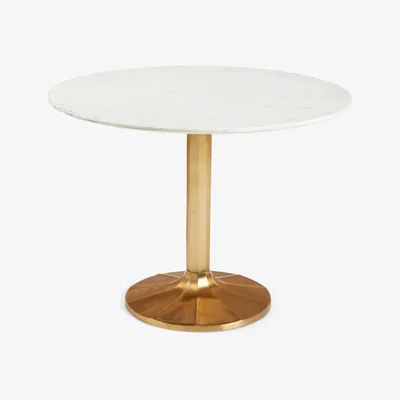 John Lewis John Lewis & Partners Jewel Marble 4 Seater Pedestal Dining Table, White/Gold