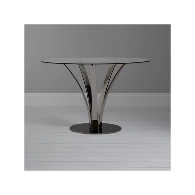 John Lewis John Lewis & Partners Moritz 4 Seater Glass Top Dining Table, Stainless Steel