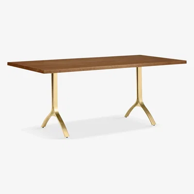 John Lewis west elm Avery Wishbone 8 Seater Dining Table, Brown/Brass