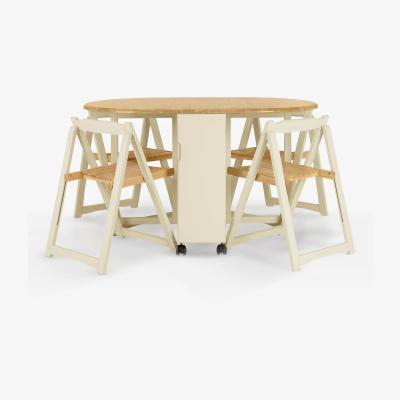 John Lewis ANYDAY John Lewis & Partners Adler Butterfly Drop Leaf Folding Dining Table and Four Chairs, Cream