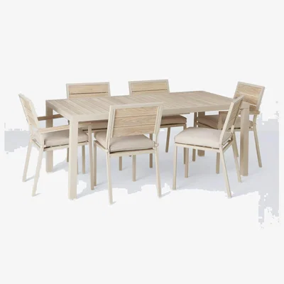 John Lewis John Lewis Platform 6-Seater Garden Extendable Dining Table & Chairs Set, Taupe