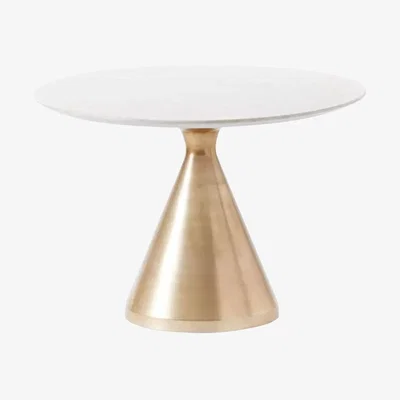 John Lewis west elm Silhouette 4 Seater Marble Top Dining Table, Antique Brass/White