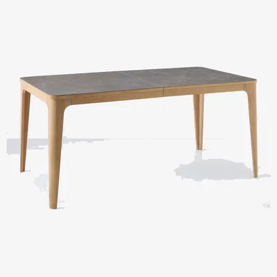 John Lewis John Lewis Mira II Extending Rectangular Dining Table, Oak/Brown Ceramic