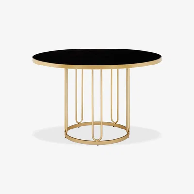 John Lewis John Lewis & Partners Farrugia 4 Seater Glass Top Dining Table, Black-Brass