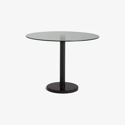 John Lewis House by John Lewis Enzo 4 Seater Glass Round Dining Table, Black Marble