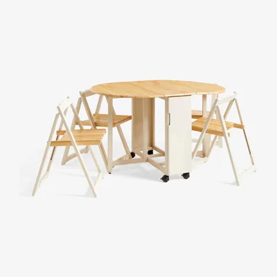 John Lewis John Lewis ANYDAY 4-Seater Oval Wood Butterfly Dining Table & Folding Chairs Set, Natural