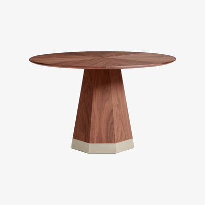 John Lewis John Lewis & Partners Pedestal 4 Seater Dining Table, Walnut/Gold