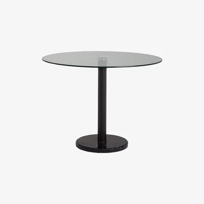 John Lewis ANYDAY John Lewis & Partners Enzo 4 Seater Glass Round Dining Table, Black Marble
