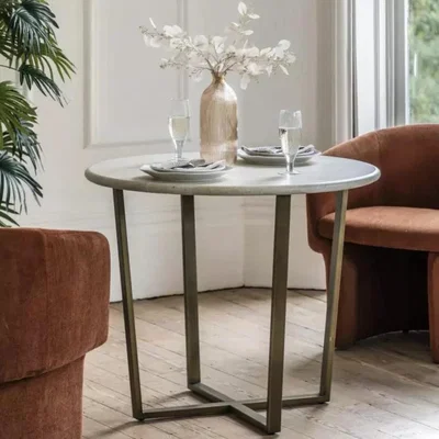 Knees Moderna 90cm Round Dining Table - Travertine