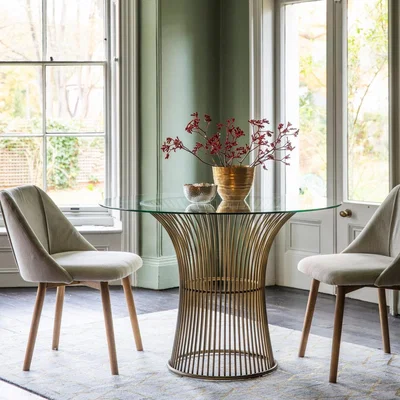 Knees Zepplin 110cm Metal Round Dining Table - Bronze