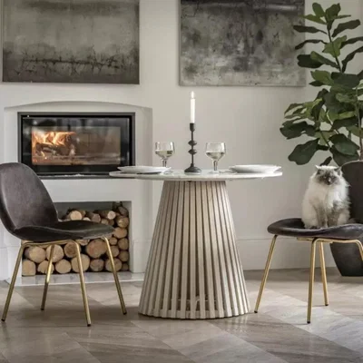 Knees Soho 90cm Round Dining Table - Natural / White