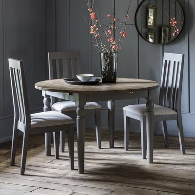 Knees Dean 120cm-155cm Acacia Wood Extending Round Dining Table - Grey