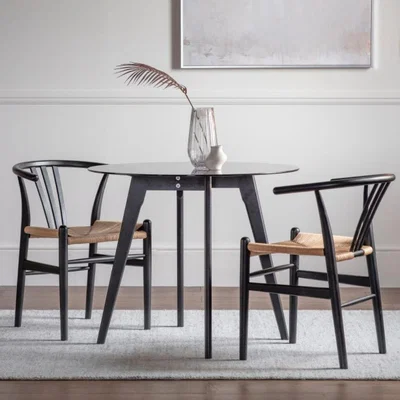 Knees Blair 90cm Tempered Glass Dining Table - Black