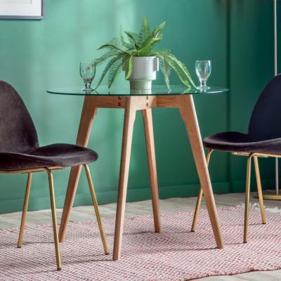 Knees Blair 90cm Tempered Glass Dining Table - Natural