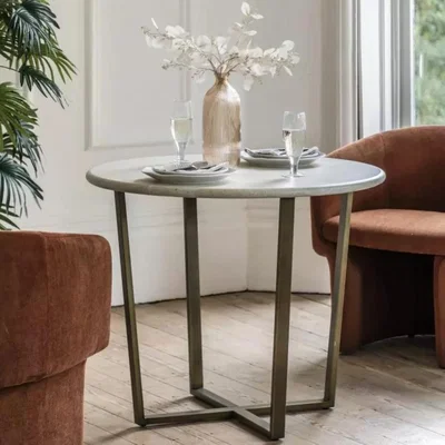 Knees Avante 90cm Round Dining Table - Travertine