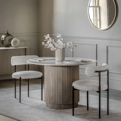 Knees Marmo 110cm Round Dining Table - Grey Wash