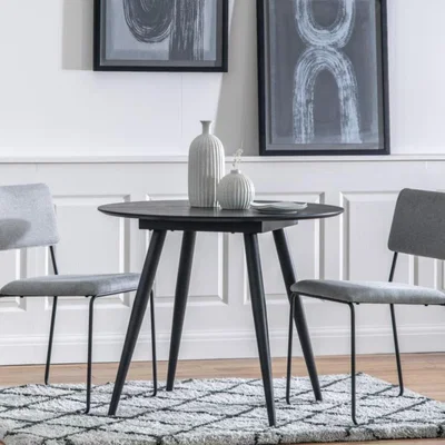 Knees Astley 90cm Oak Veneer Dining Table - Black