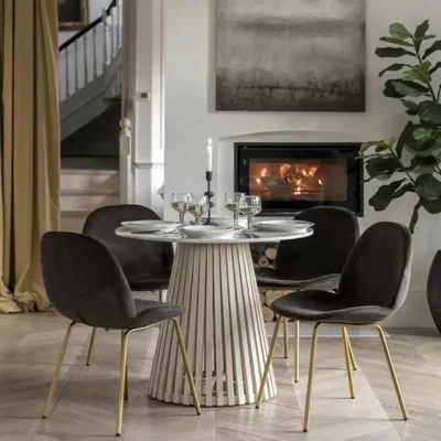 Knees Rosolie 90cm Round Dining Table - Natural / White