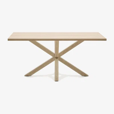 Kave Home Argo table in melamine with natural finish and wood-effect steel legs 160 x 100 cm