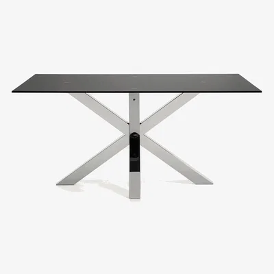 Kave Home Argo table in Iron Moss porcelain and stainless steel legs, 160 x 90 cm
