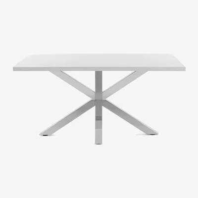 Kave Home Argo table 160 cm white melamine stainless steel legs