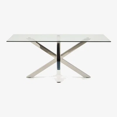 Kave Home Argo glass table with stainless steel legs 180 x 100 cm