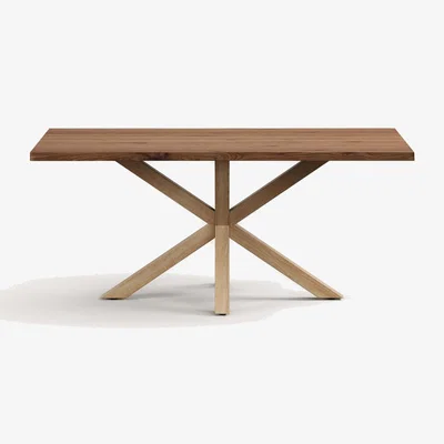 Kave Home Argo table in aged oak veneer and wood-effect steel legs 180 x 100 cm