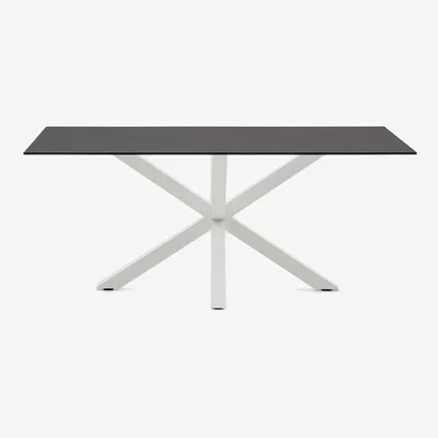 Kave Home Argo table 180x100 cm, epoxy white and black glass