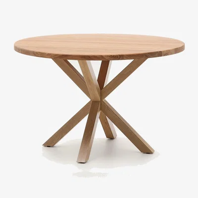 Kave Home Argo round table in solid acacia wood and wood-effect steel legs Ø 120 cm