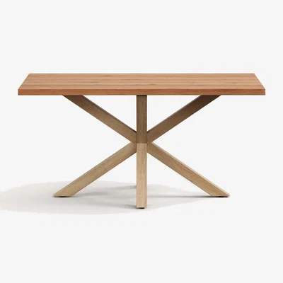 Kave Home Argo table in aged oak veneer and wood-effect steel legs 160 x 90 cm