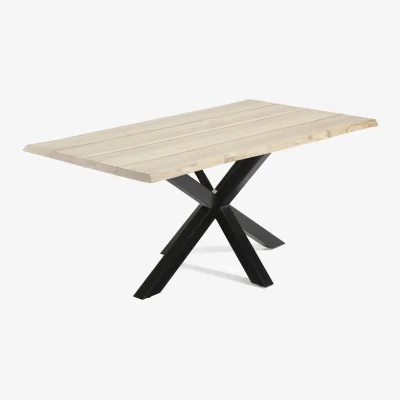 Kave Home Argo table in whitewashed oak with steel legs with black finish 160 x 90 cm