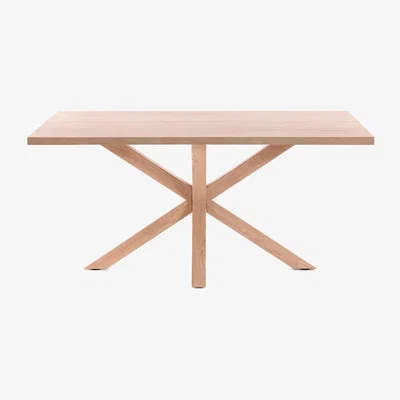 Kave Home Argo table in melamine with natural finish and wood-effect steel legs 180 x 100 cm