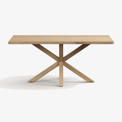 Kave Home Argo table in whitewashed oak veneer and wood-effect steel legs 180 x 100 cm
