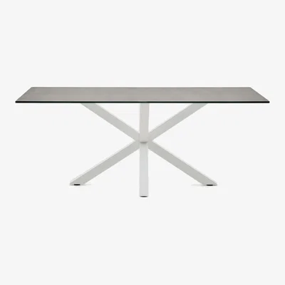 Kave Home Argo table 200x100, white Porcelain Iron Moss